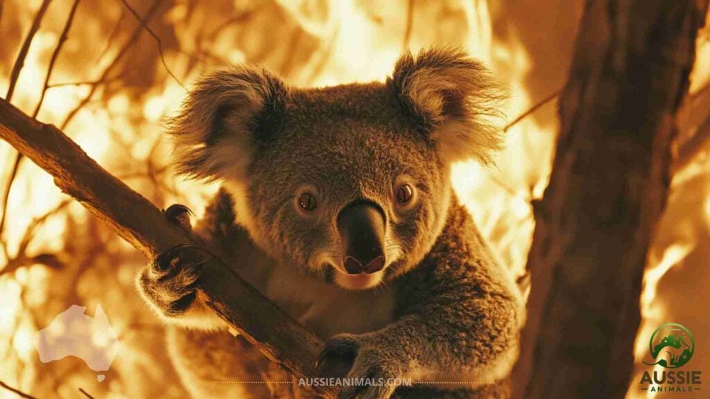 Koala trapped by bushfire